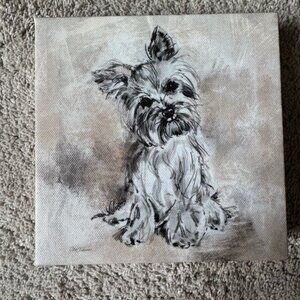 Charming Dog Canvas Art in Black and White